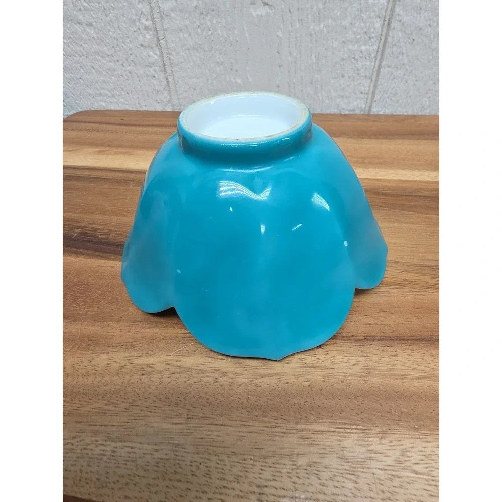 Vintage Chinese Blue Glazed Porcelain Lotus Petals Fruits Tribute Bowl Ceramic